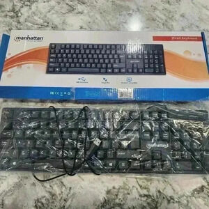 Manhattan 104-key Black Wired Keyboard with Built-in 5 ft. (1.5 m) USB-A Cable